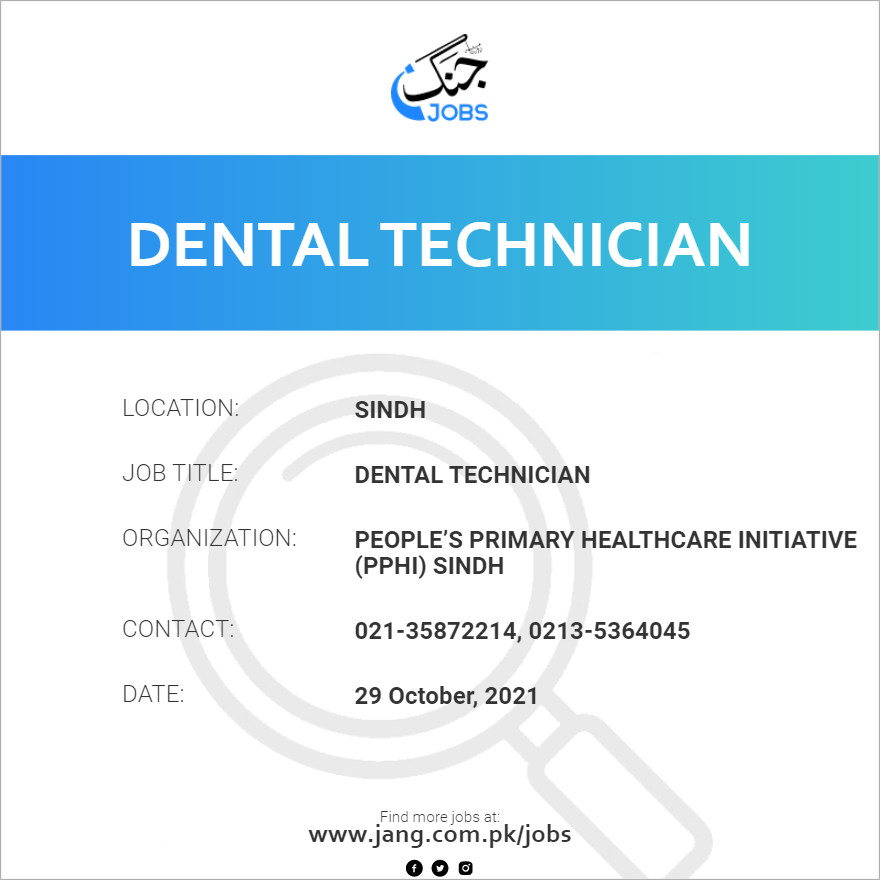 Dental Technician Job People’s Primary Healthcare Initiative (pphi