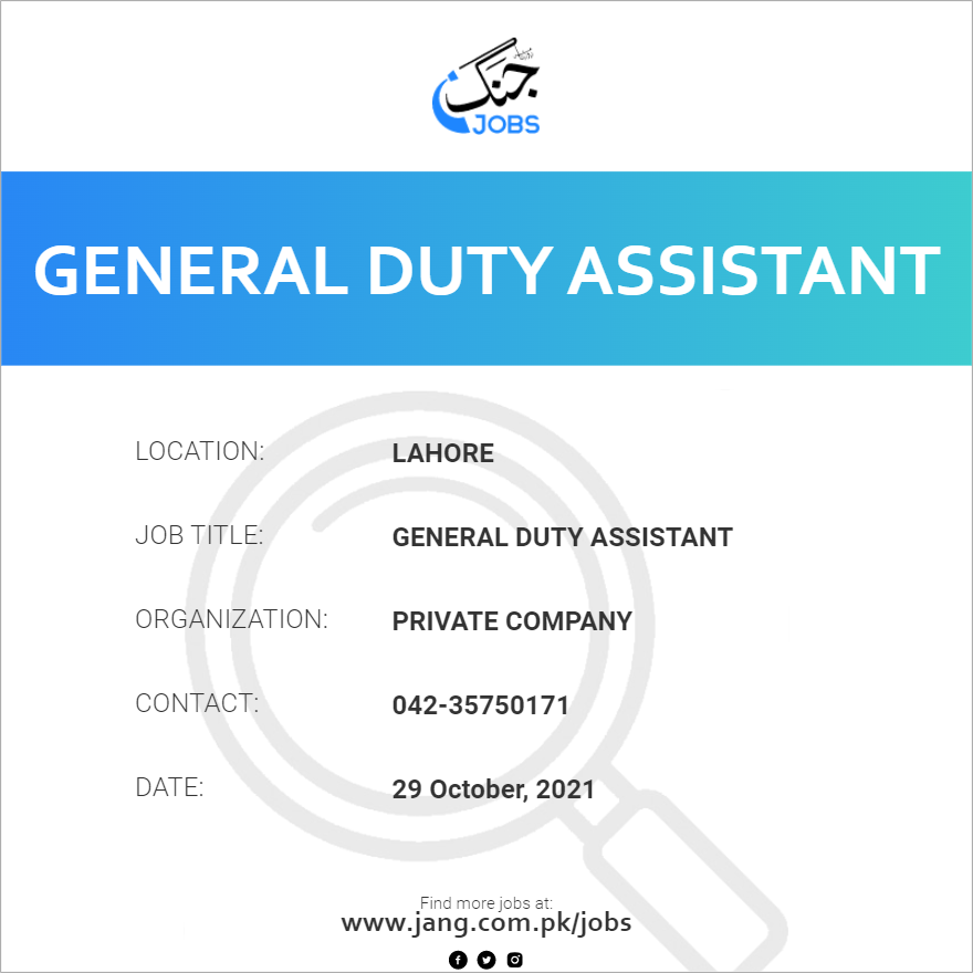 General Duty Assistant