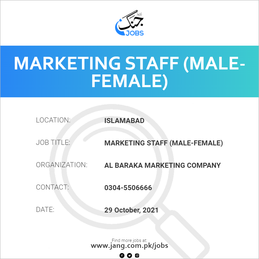 Marketing Staff (Male-Female)