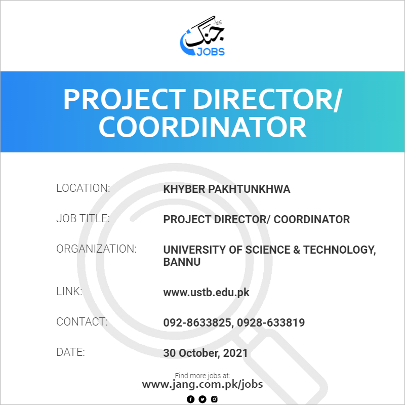 project-director-coordinator-job-university-of-science-technology