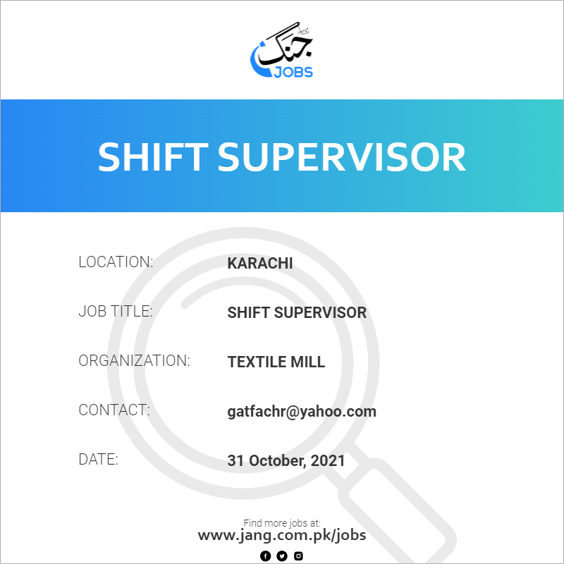 Shift Supervisor 