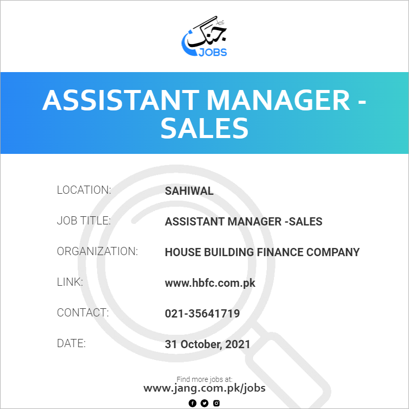 assistant-manager-sales-job-house-building-finance-company-jobs-in