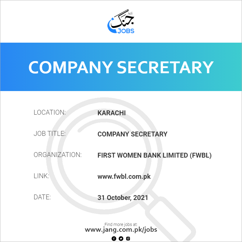 company-secretary-job-first-women-bank-limited-fwbl-jobs-in