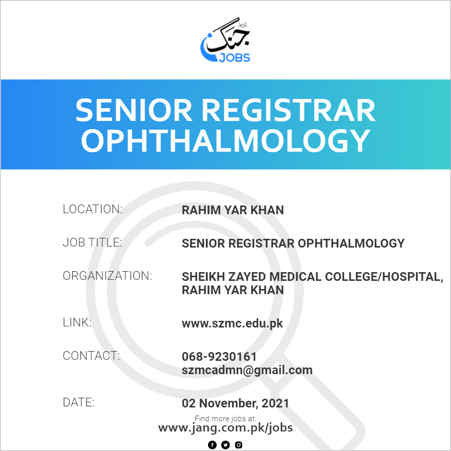 Senior Registrar Ophthalmology