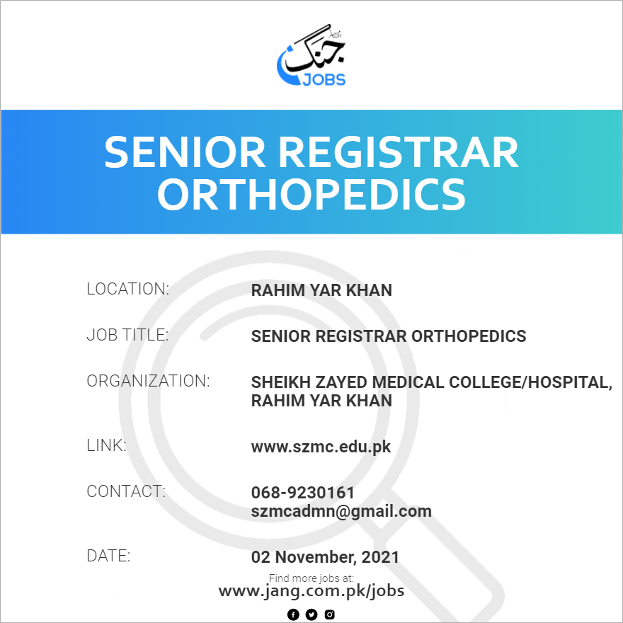 Senior Registrar Orthopedics