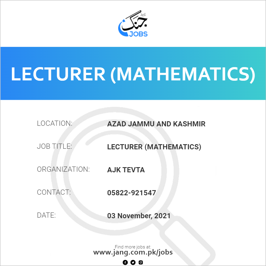 Lecturer (Mathematics)