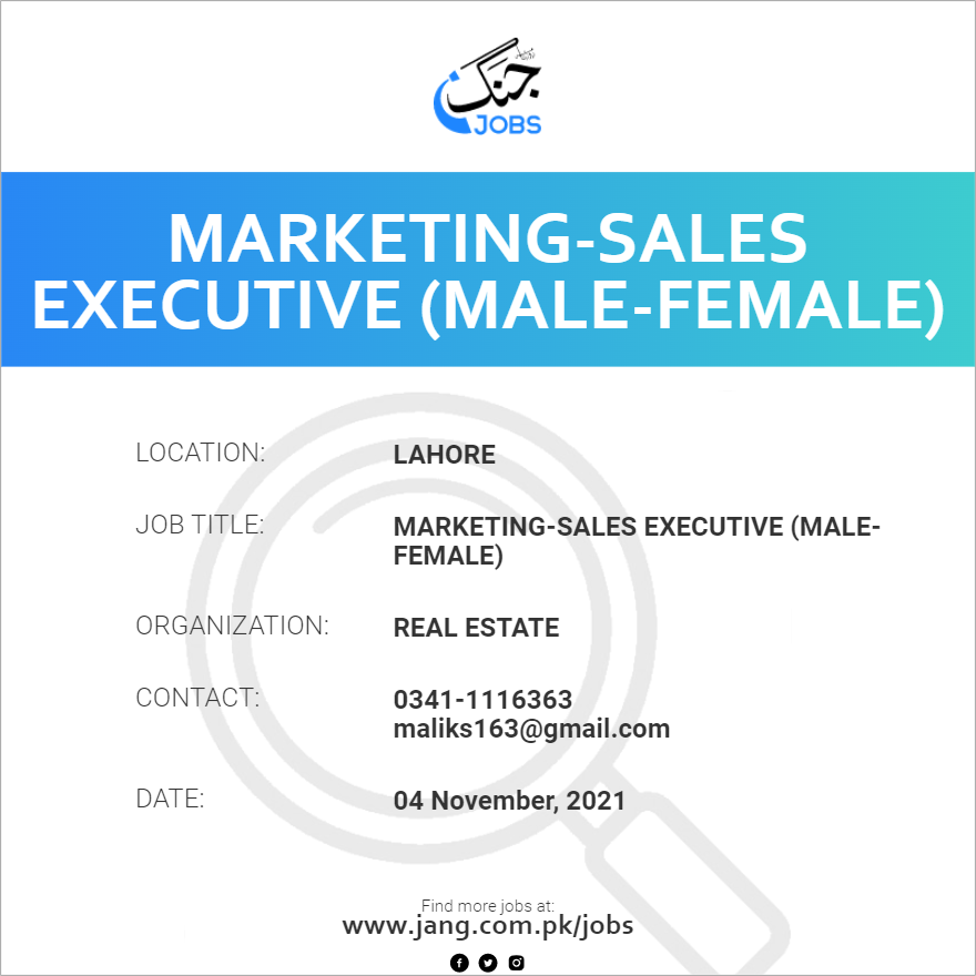 Marketing-Sales Executive (Male-Female)