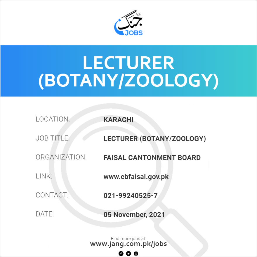Lecturer (Botany/Zoology)