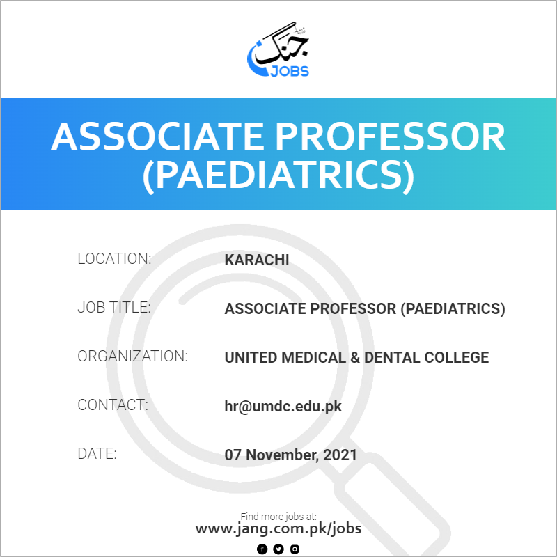 Associate Professor (Paediatrics) 