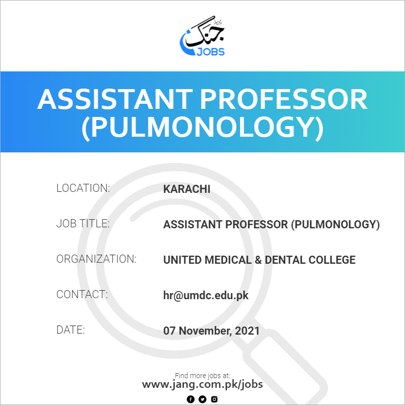 Assistant Professor (Pulmonology) 