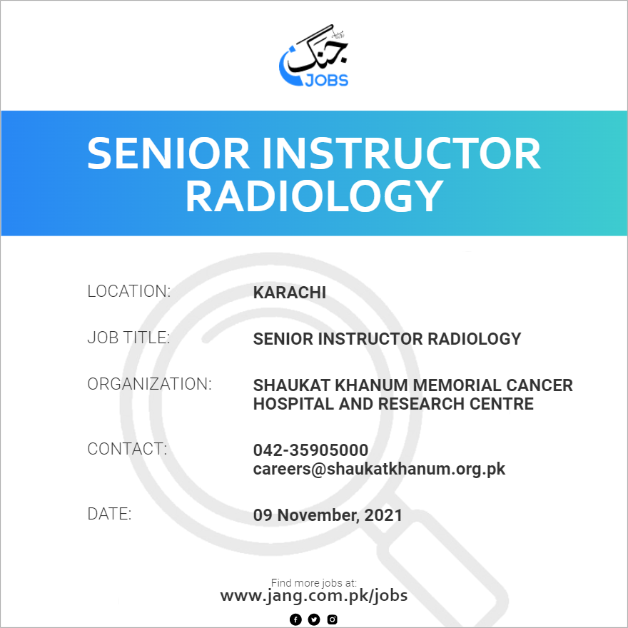 Senior Instructor Radiology