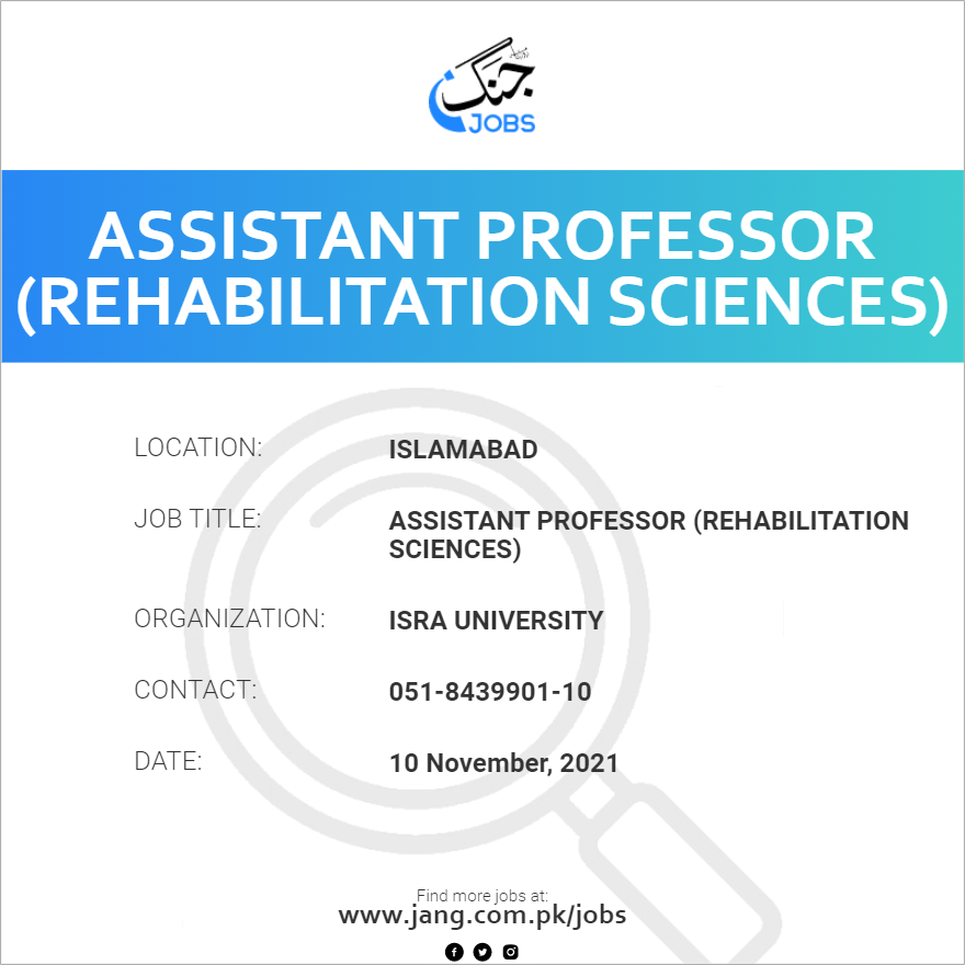 Assistant Professor (Rehabilitation Sciences)