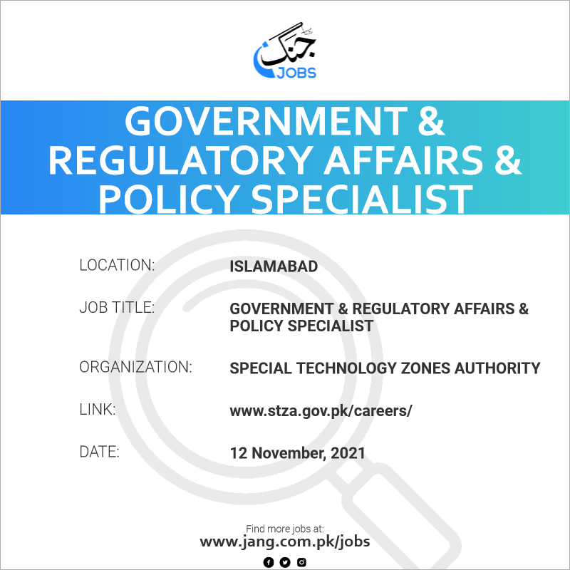 Government & Regulatory Affairs & Policy Specialist 