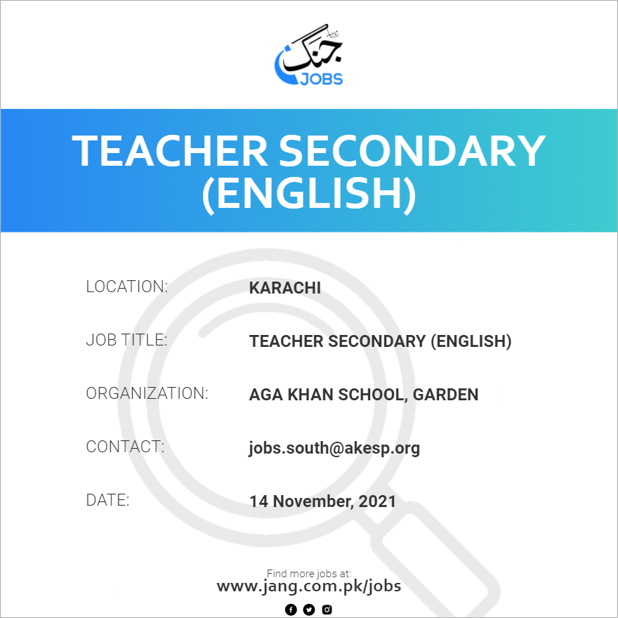 Teacher Secondary (English)