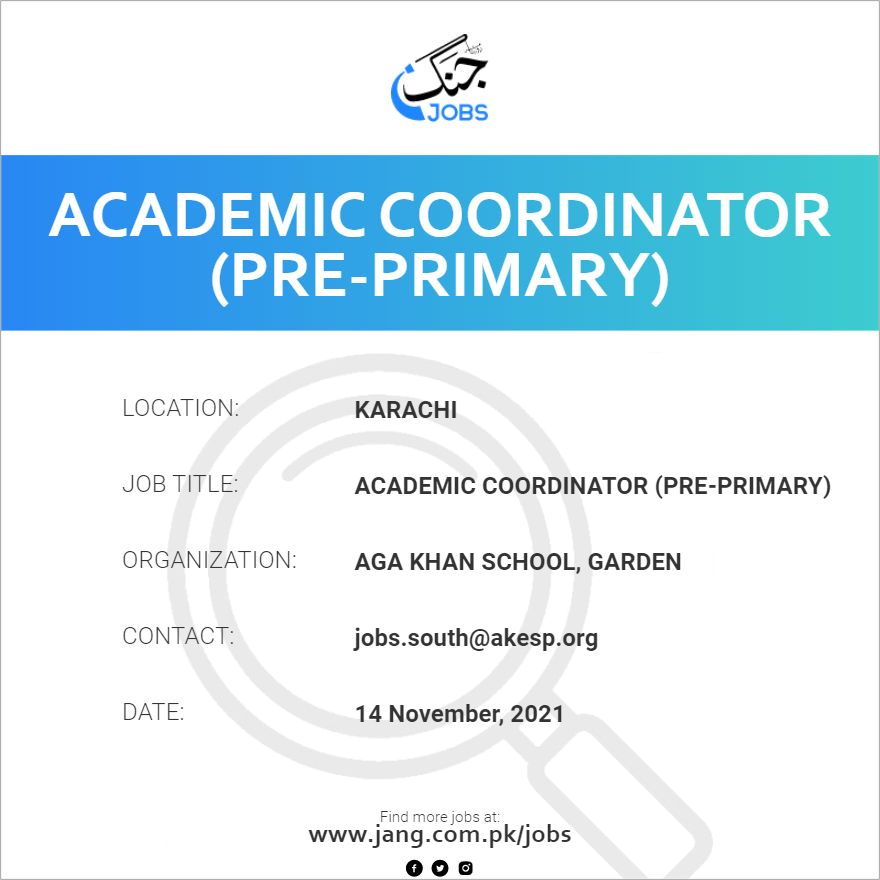 Academic Coordinator (Pre-Primary)