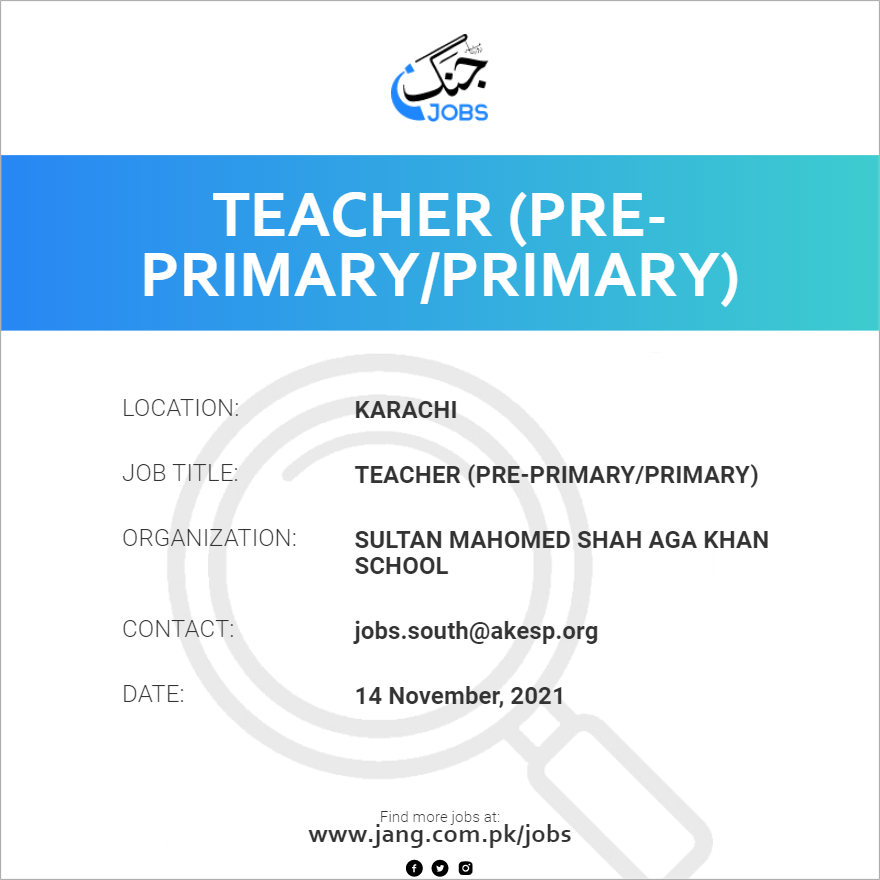 Teacher (Pre-Primary/Primary)