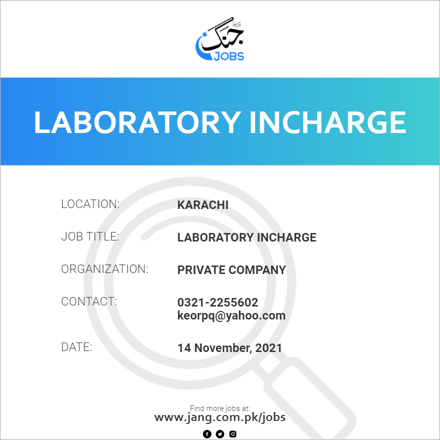 Laboratory Incharge