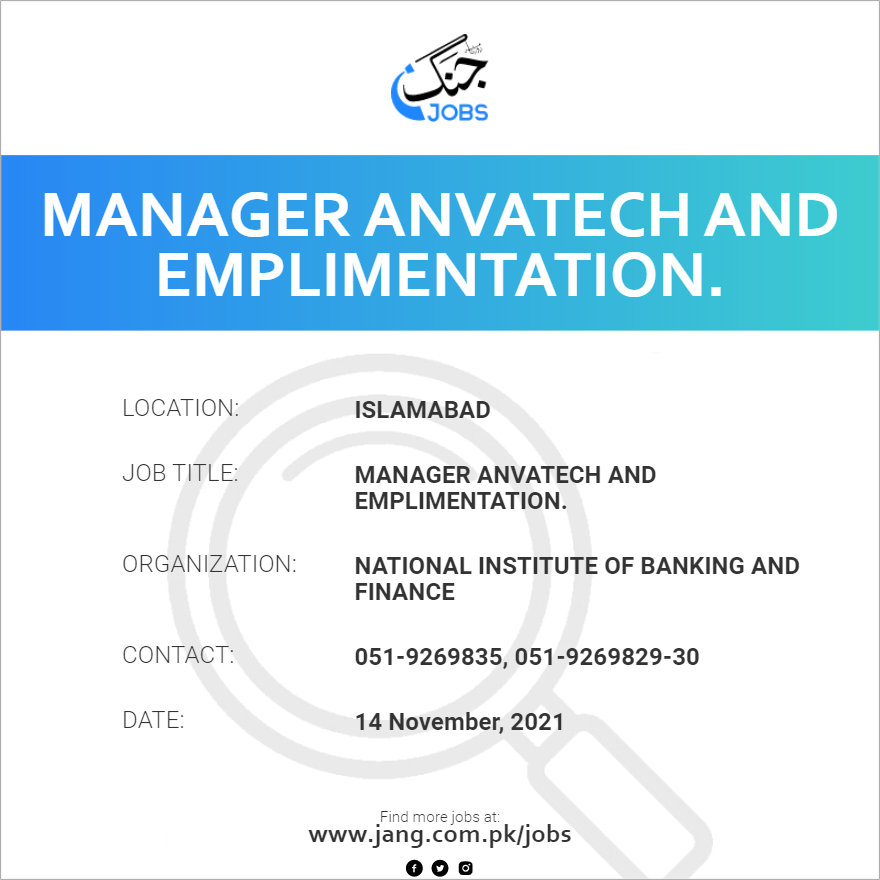 Manager Anvatech and Emplimentation.