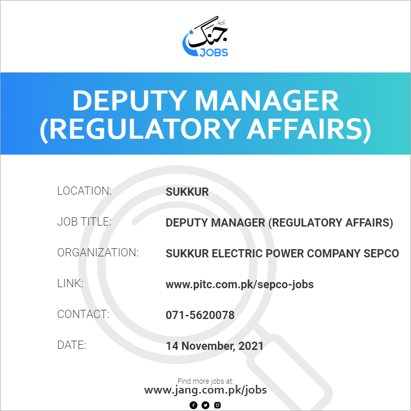 deputy-manager-regulatory-affairs-job-sukkur-electric-power-company