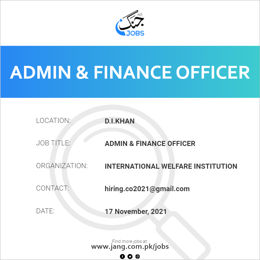 Admin & Finance Officer