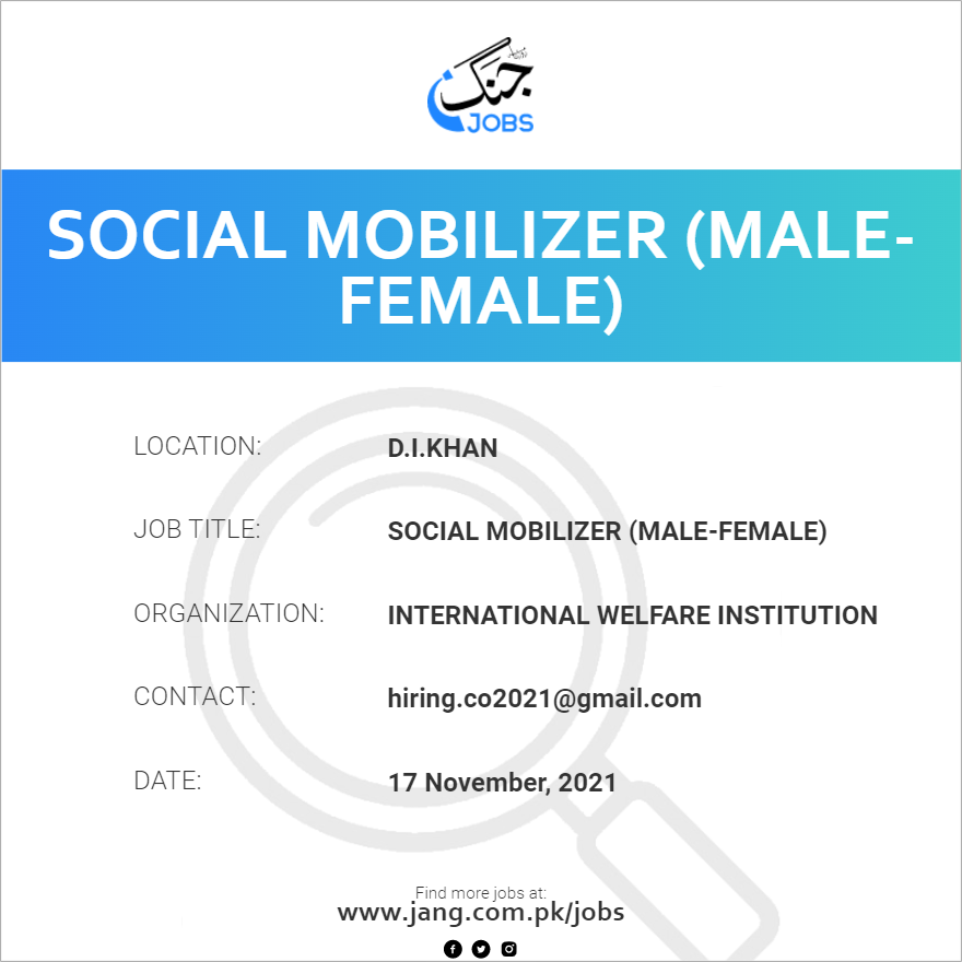 Social Mobilizer (Male-Female)