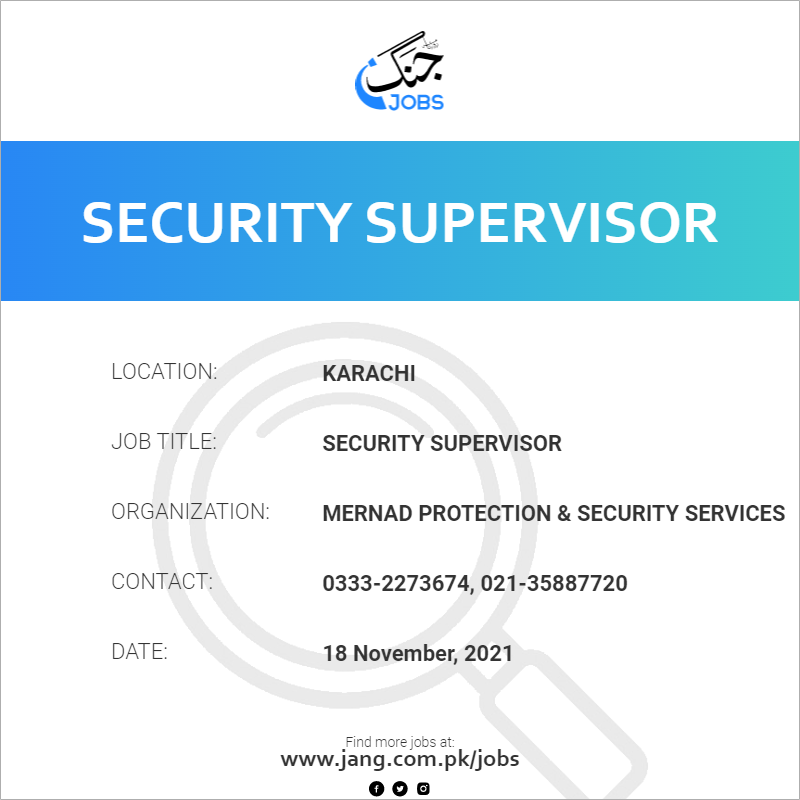 Security Supervisor Job Near Me