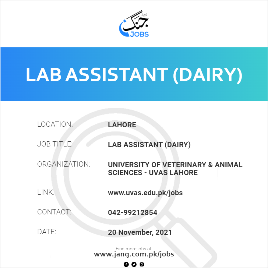 Lab Assistant (Dairy)