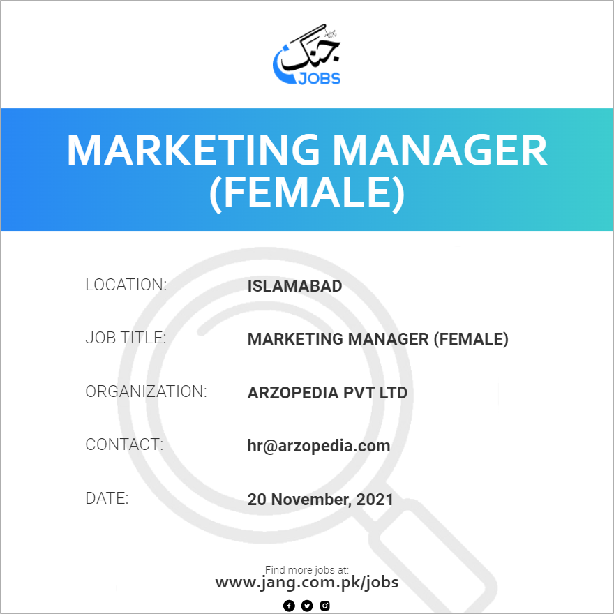 Marketing Manager (Female)