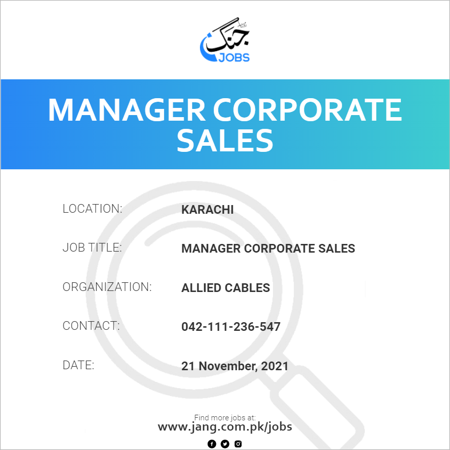 Manager Corporate Sales
