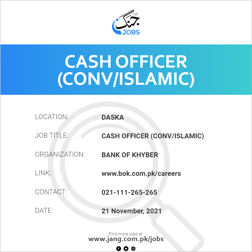 Cash Officer (Conv/Islamic)