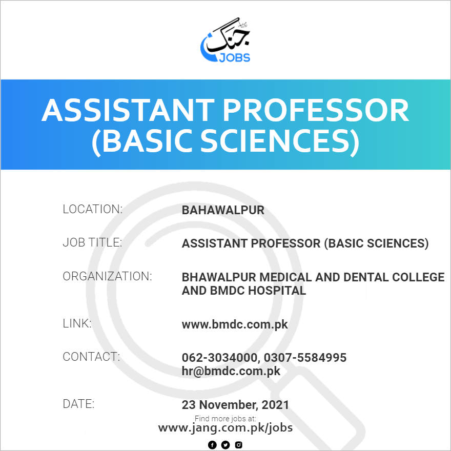 Assistant professor (Basic Sciences)