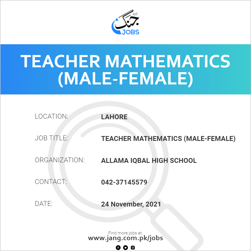 Teacher Mathematics (Male-Female)