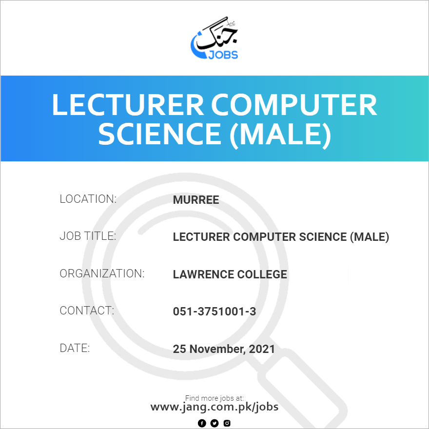 Lecturer Computer Science (Male)