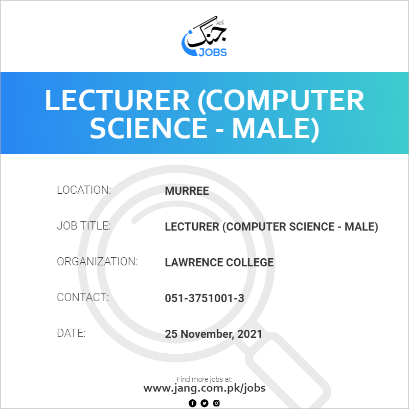 Lecturer (Computer Science - Male)