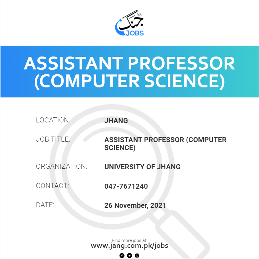 Assistant Professor (Computer Science)