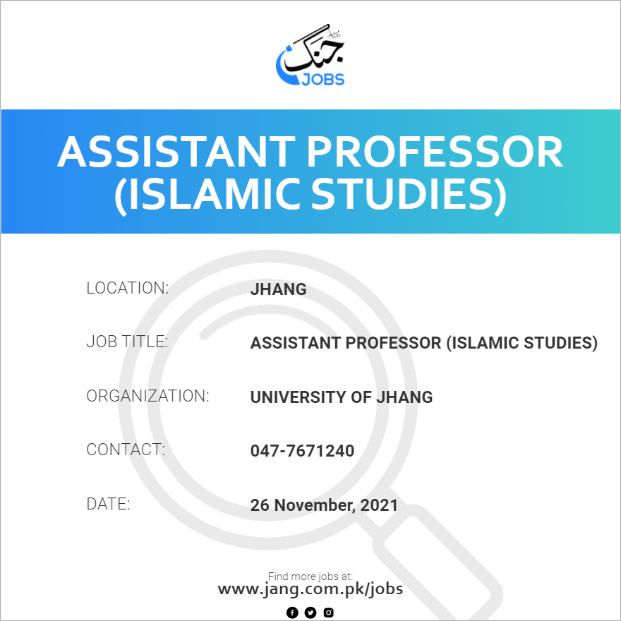 Assistant Professor (Islamic Studies)