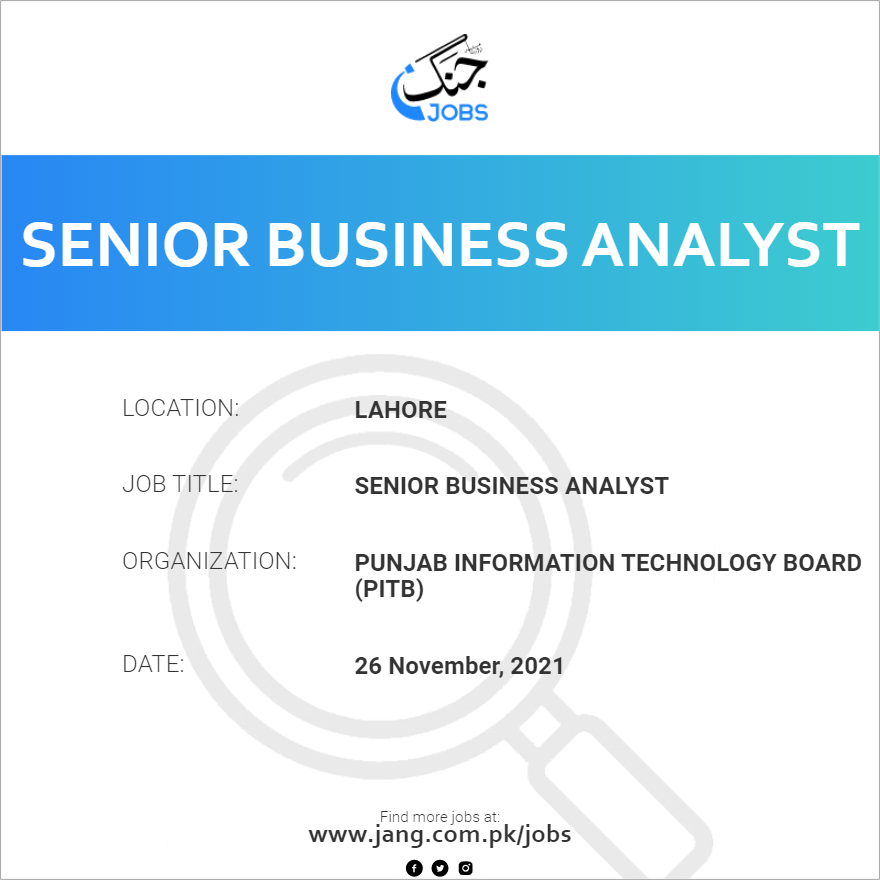 senior-business-analyst-job-punjab-information-technology-board-pitb