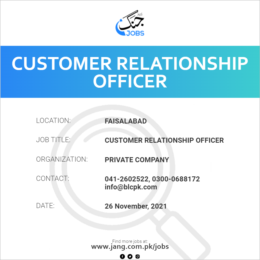 Customer Relationship Officer