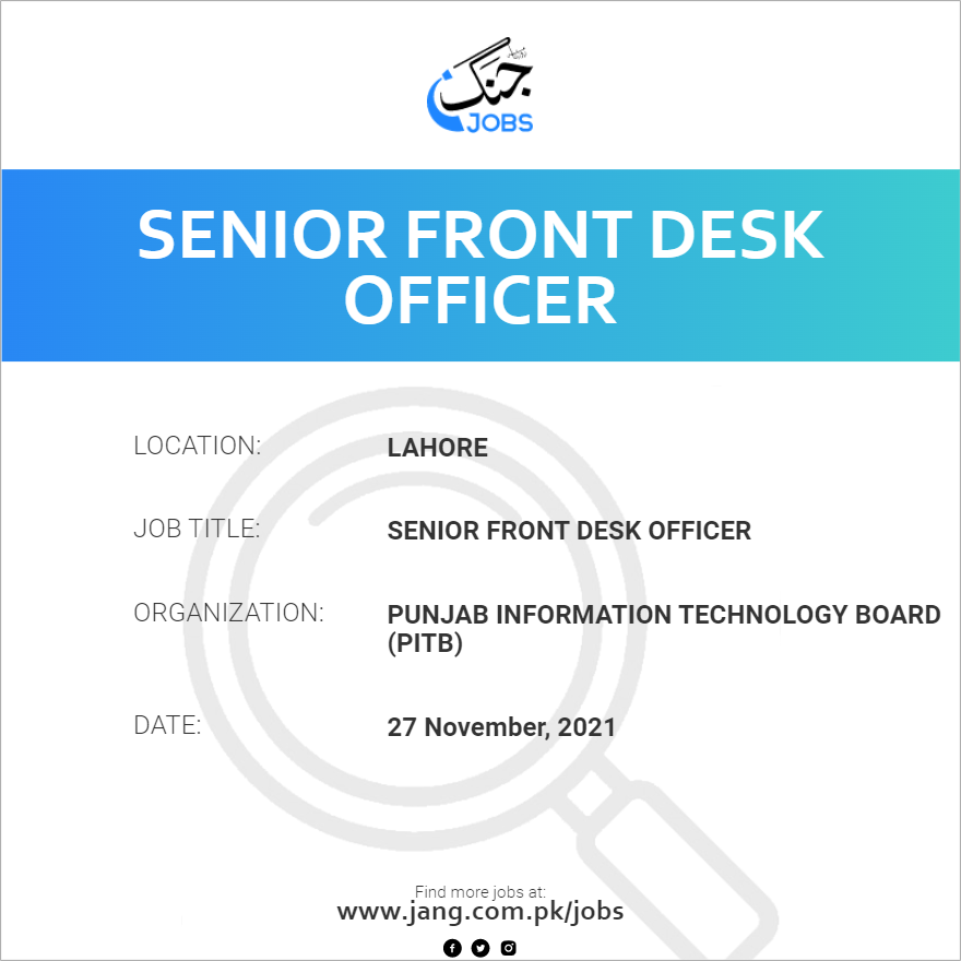 Senior Front Desk Officer