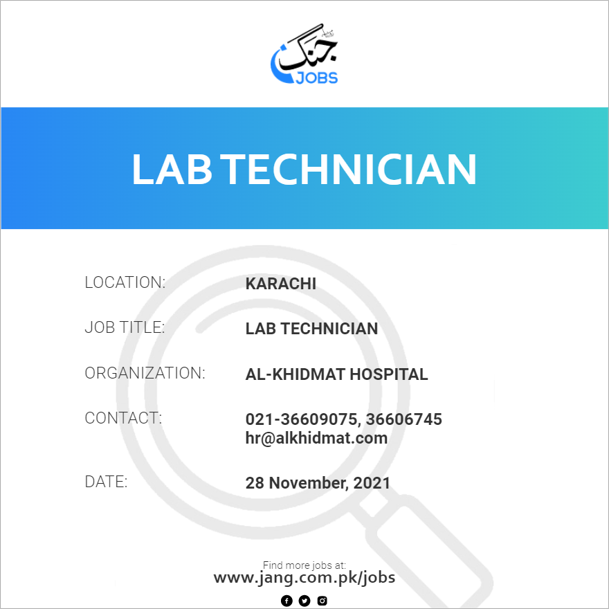 lab-technician-job-al-khidmat-hospital-jobs-in-karachi-29123