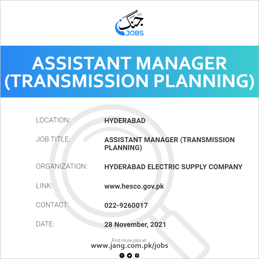 Assistant Manager (Transmission Planning)
