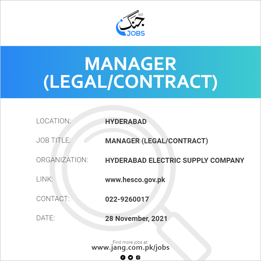 Manager (Legal/Contract)