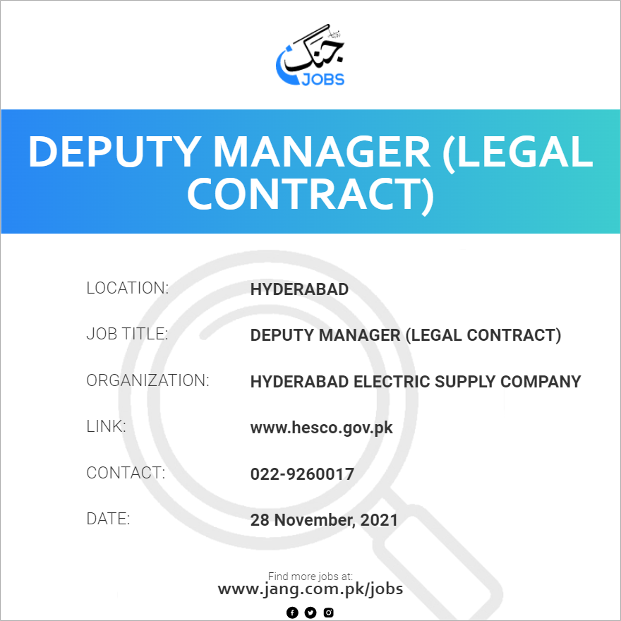 Deputy Manager (Legal Contract)