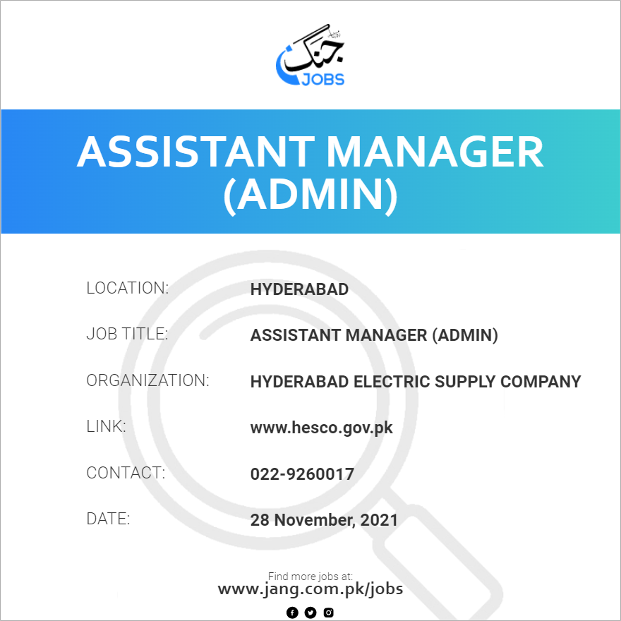 Assistant Manager (Admin)