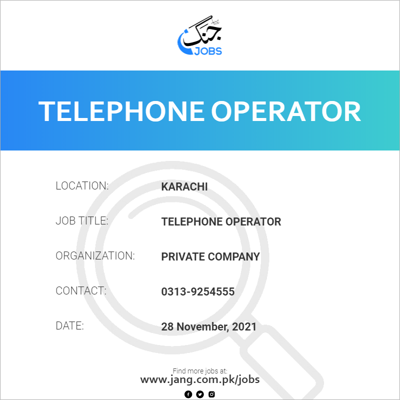 telephone-operator-job-private-company-jobs-in-karachi-29214