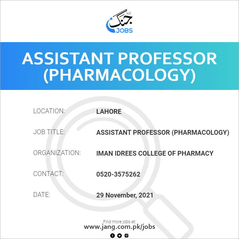 Assistant Professor (Pharmacology) 