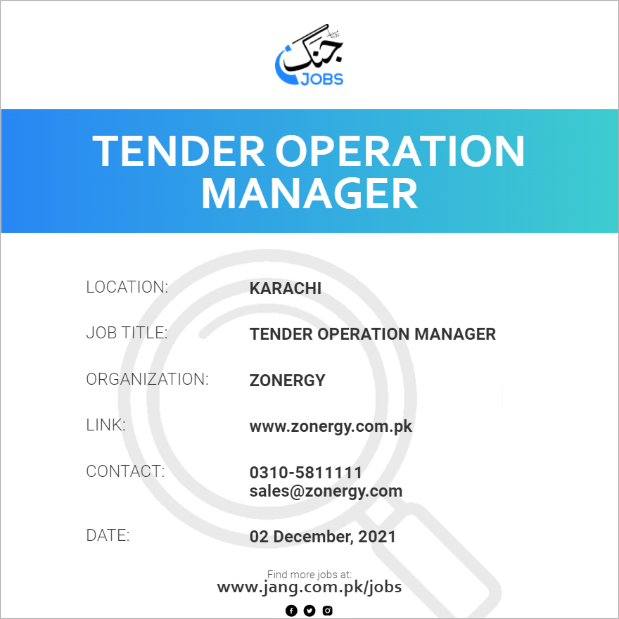 tender-operation-manager-job-zonergy-jobs-in-karachi-29463