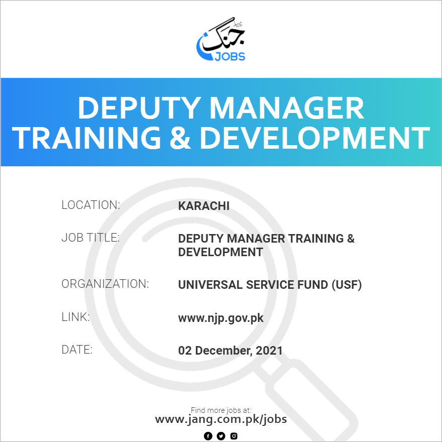 Deputy Manager Training & Development