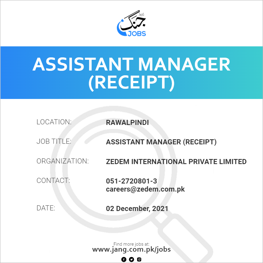 Assistant Manager (Receipt)