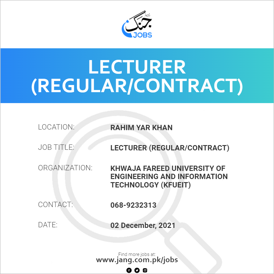 Lecturer (Regular/Contract)